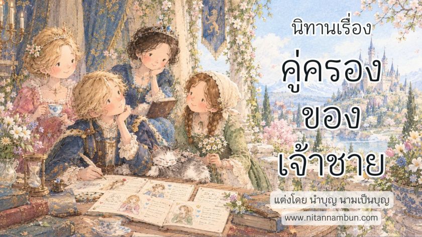 เจ้าชายกำลังพิจารณาเจ้าหญิงสามพระองค์เพื่อเลือกคู่ครองในนิทานสอนใจเรื่องคู่ครองของเจ้าชาย