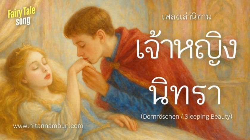 เจ้าชายจุมพิตเจ้าหญิงนิทราเพื่อปลุกให้ฟื้น – ภาพประกอบนิทาน Sleeping Beauty เวอร์ชั่นพี่น้องกริมส์